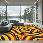 Bold Orange Yellow Swirl Abstract Rug