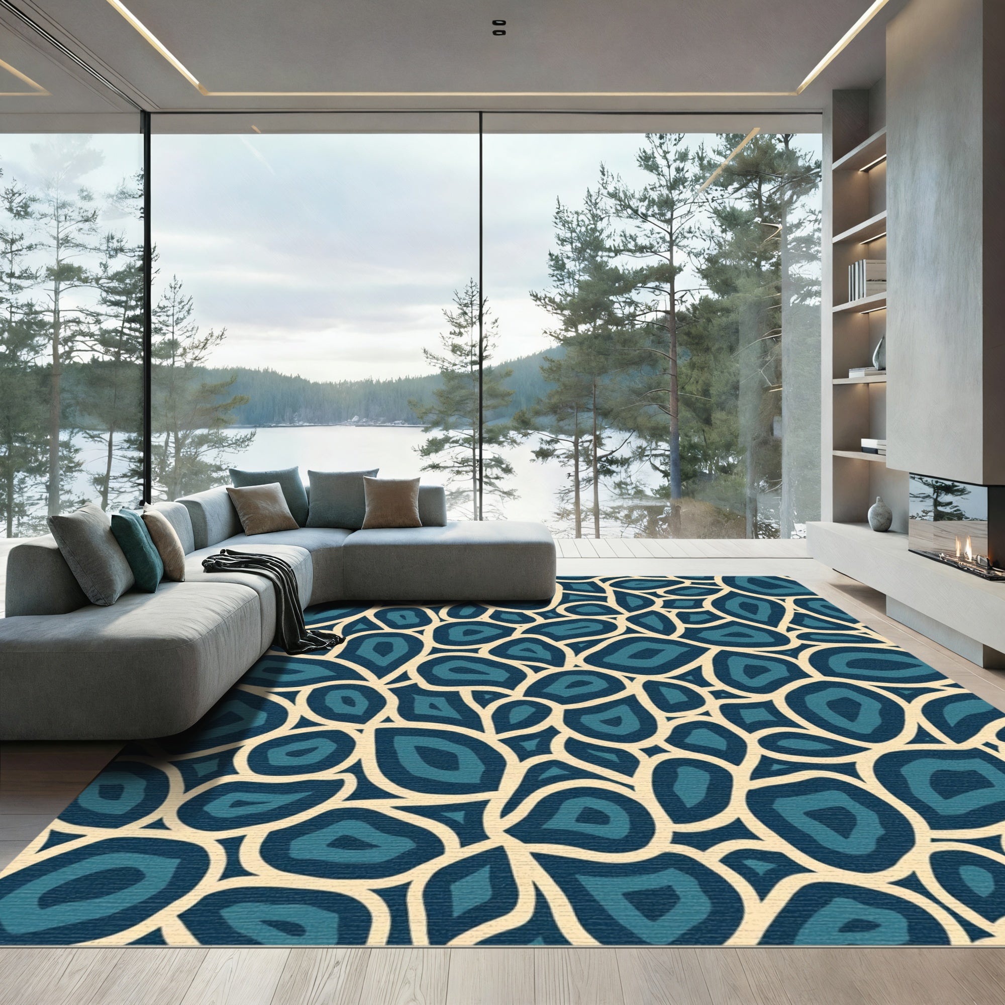 Deep Blue Agate Organic Flow Rug