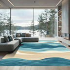 Oceanic Abstract Wave Flow Rug
