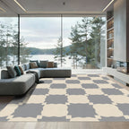 Gray Cream Interlocking Squares Rug