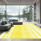 Yellow White Gridlines Tartan Rug