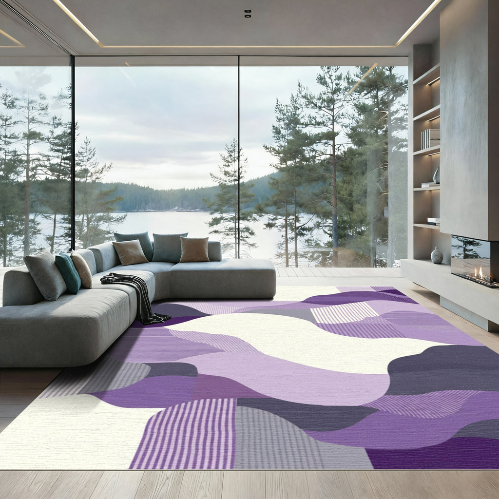 Abstract Purple Lavender Organic Shapes Rug