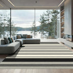 Modern Black Cream Stripe Rug