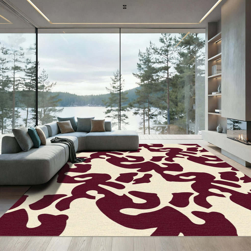 Crimson Abstract Organic Composition Rug