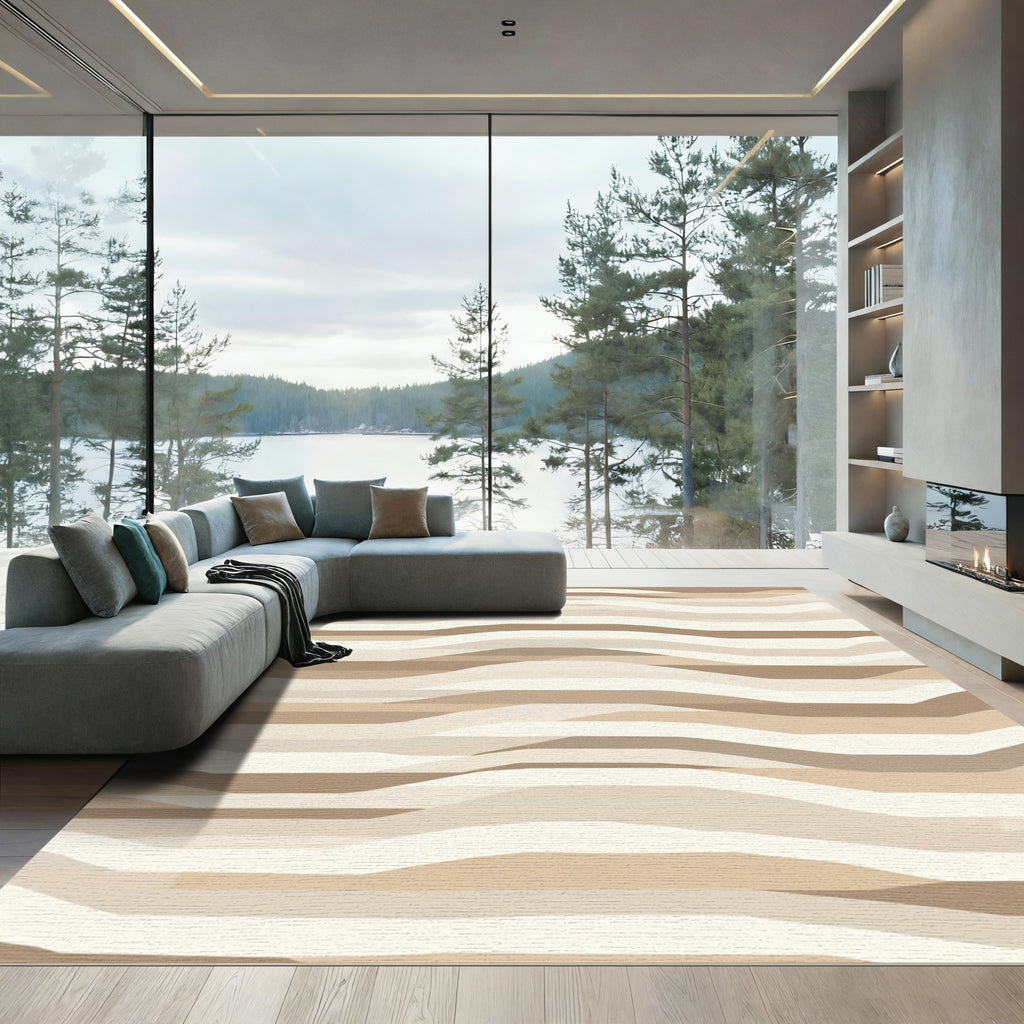 Earthy Tone Layered Stripe Rug