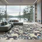 Mottled Gray Blue Abstract Shapes Rug