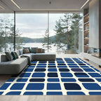 Modern Blue Rounded Squares Rug