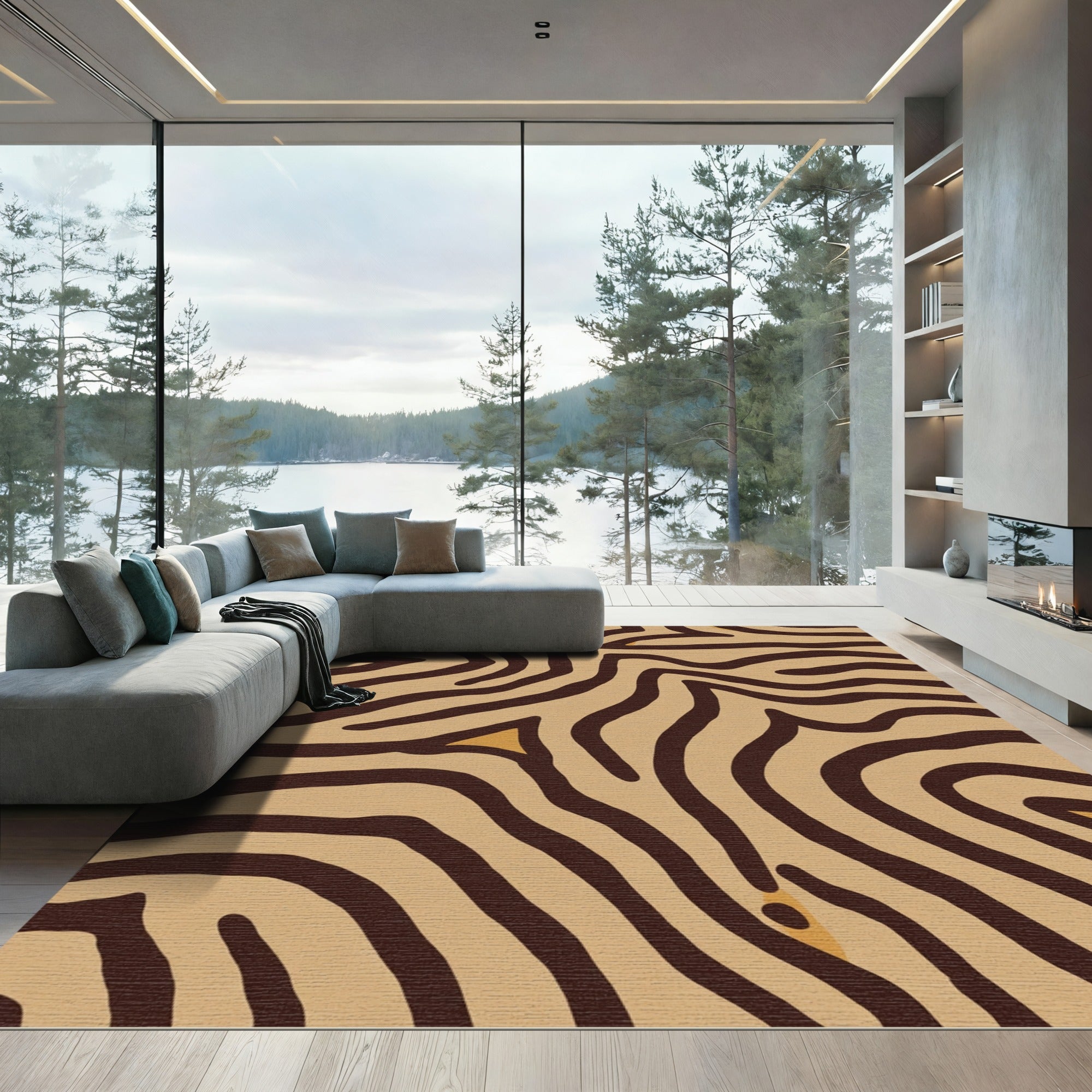 Earthy Brown Animalistic Stripe Rug