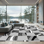 Monochromatic Abstract Checkered Flow Rug