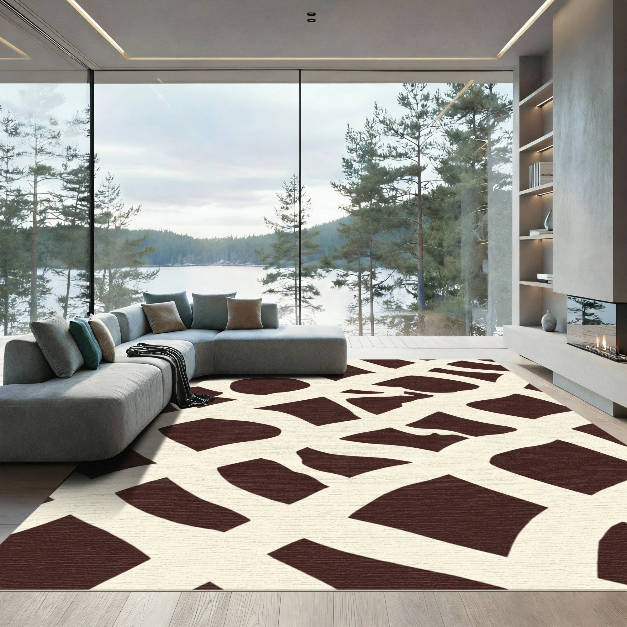 Creamy White Abstract Animal Print Rug