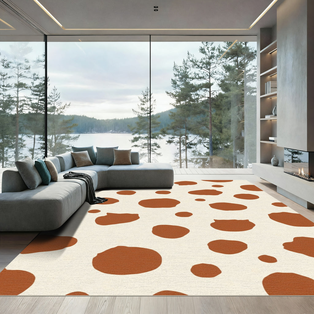 Brown Cream Spotted Abstract Rug