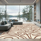 Cream Brown Swirl Flow Organic Rug
