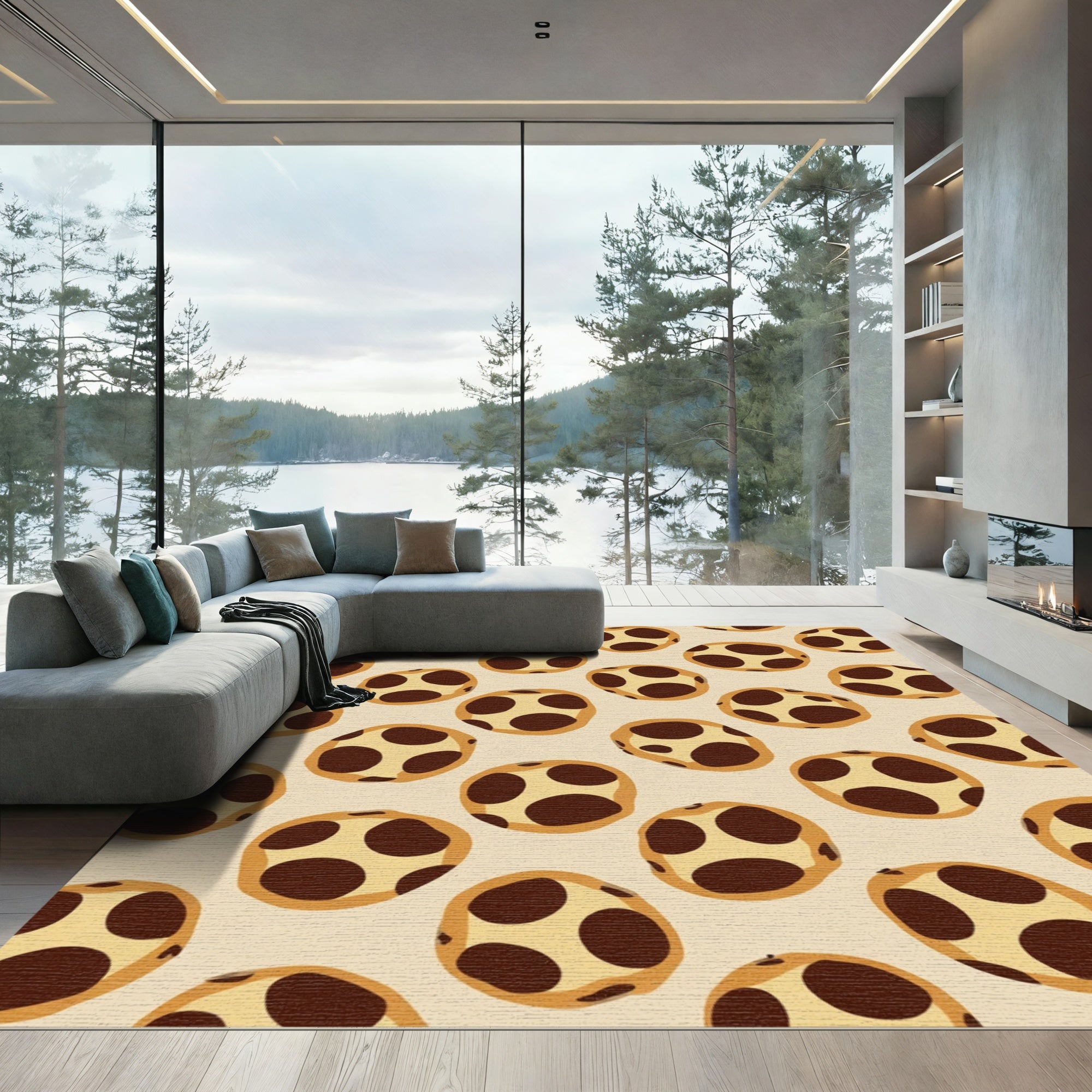 Beige Chocolate Chip Cookie Scatter Rug