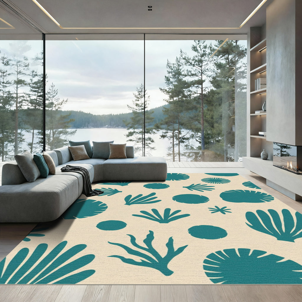 Teal Coral Marine Impressions Rug