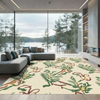 Earthy Cream Botanical Sketch Rug