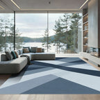 Deep Blue Geometric Fold Rug