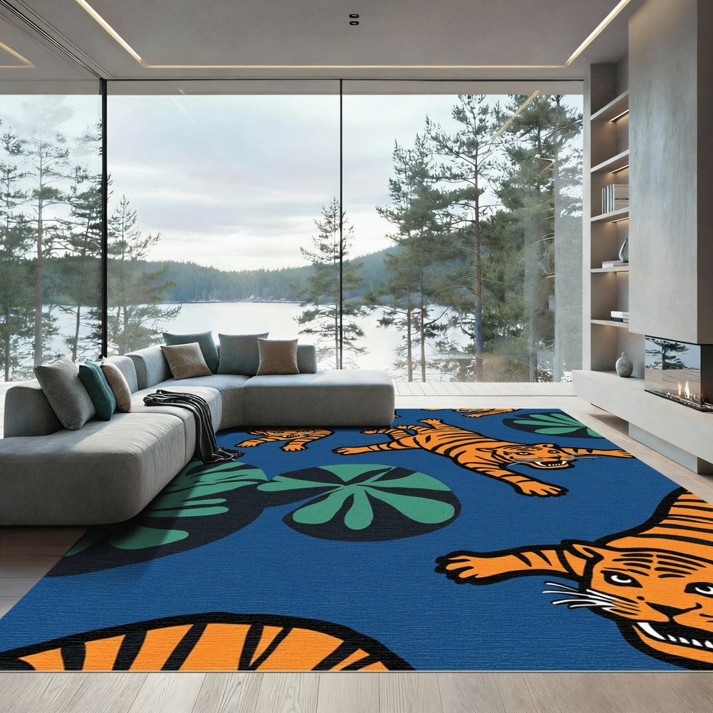 Bold Orange Tiger Lily Pond Rug