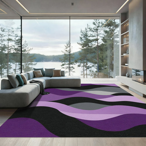 Amethyst Gray Abstract Wave Layers Rug