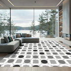 Monochromatic Geometric Circles Squares Rug