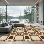 Earthy Brown Abstract Floral Medallion Rug