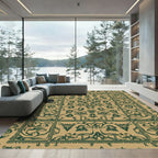 Emerald Green Floral Intricate Medallion Rug