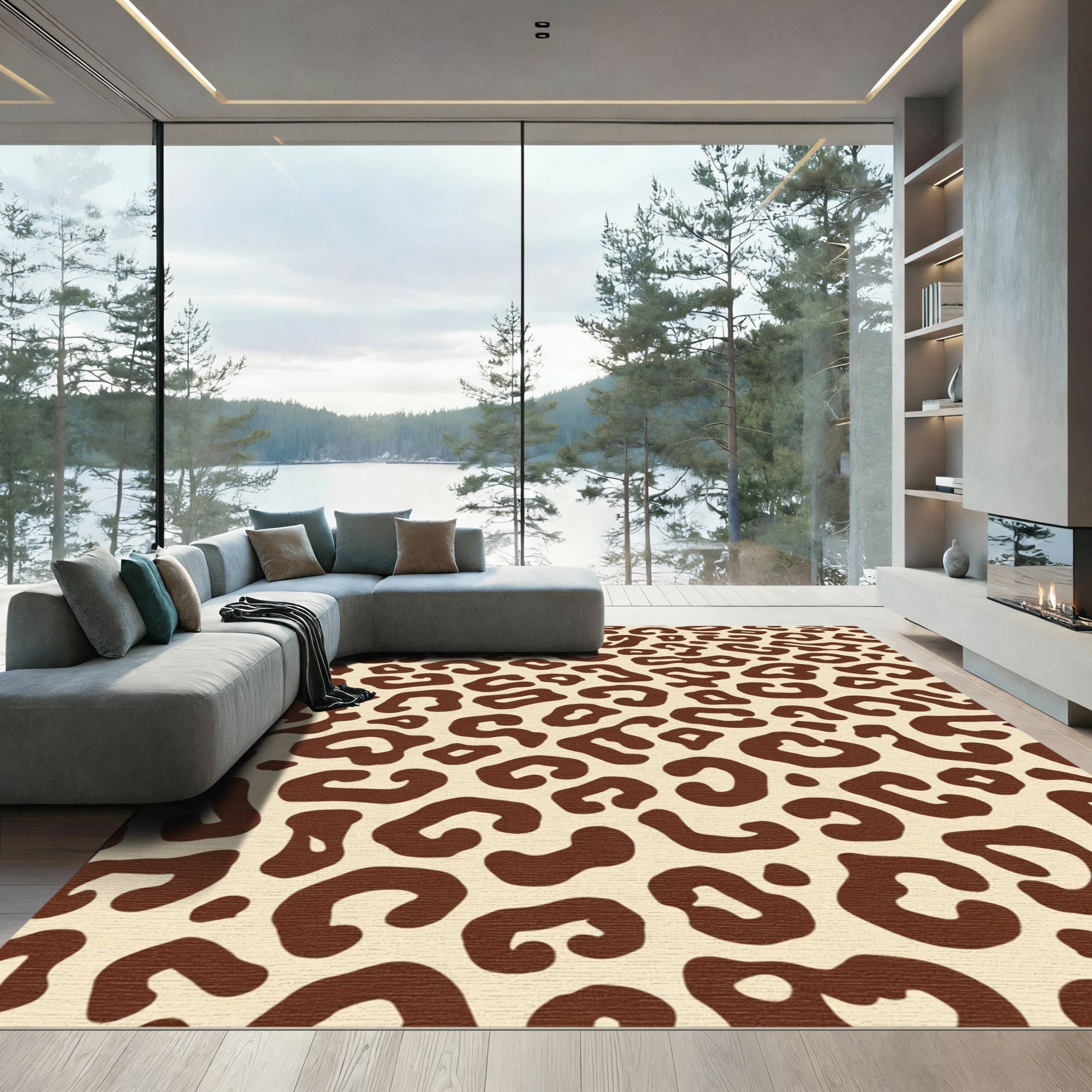 Brown Leopard Spot All Over Rug