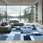 Shades Navy Rectangular Geometric Arrangement Rug