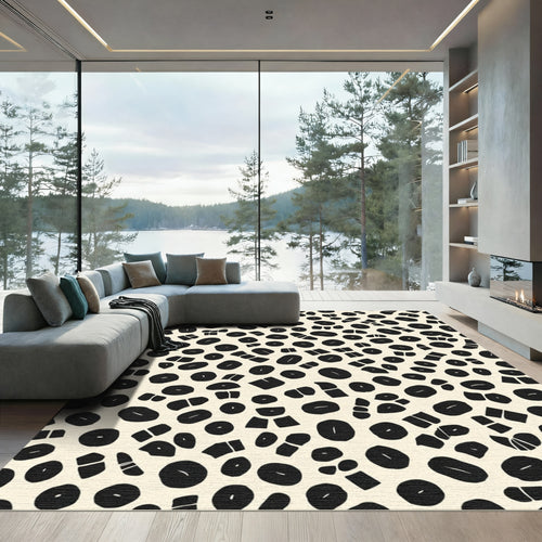Abstract Black Organic Scatter Rug