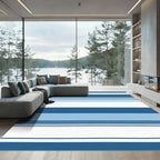 Classic Blue White Striped Area Rug