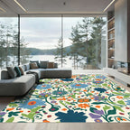 Whimsical Floral Vine Garden Rug