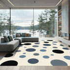 Chic Navy Blue Scattered Circles Rug