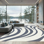 Gray White Swirl Abstract Stripe Rug