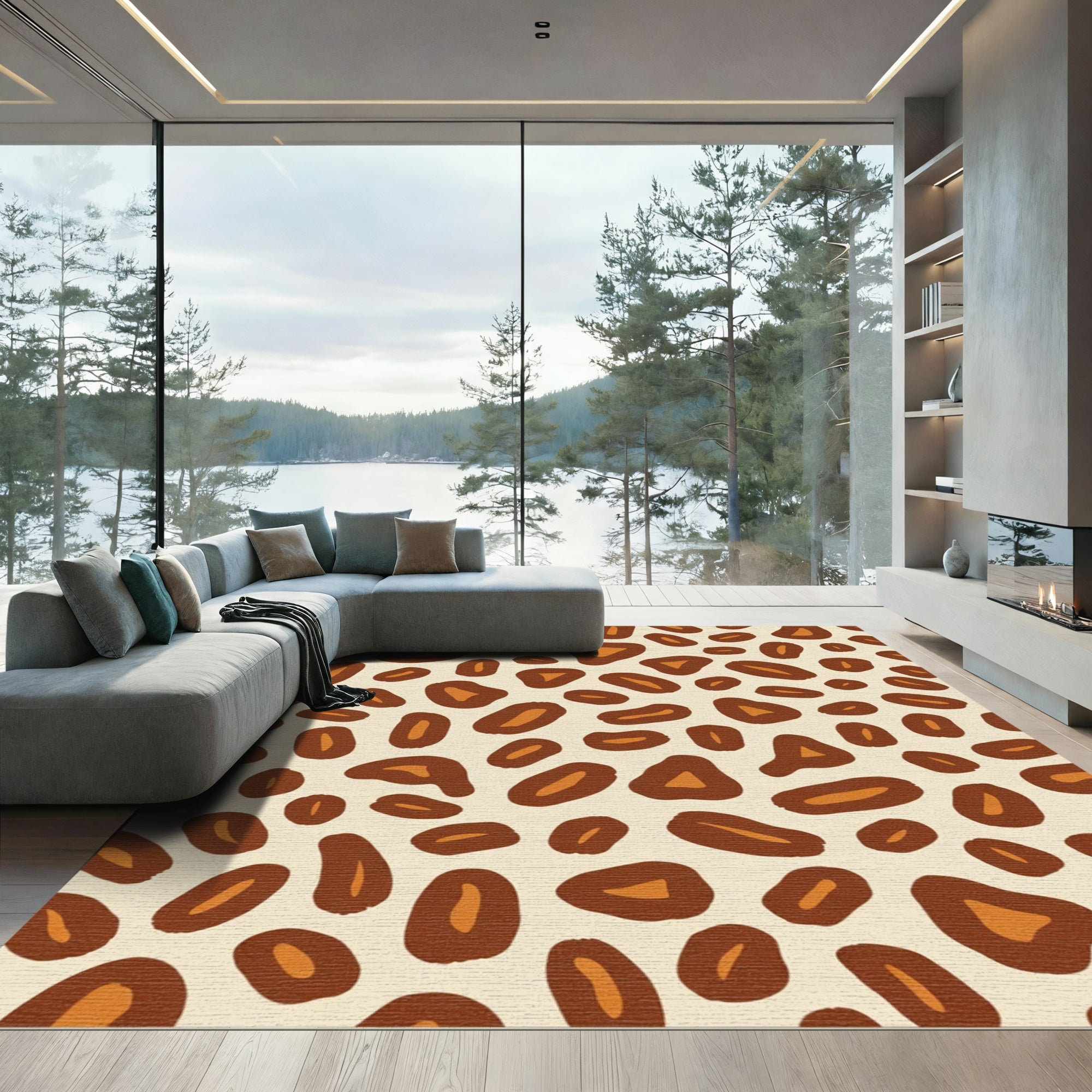 Brown Orange Spots Collection Rug