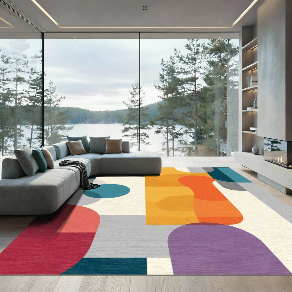 Mid Century Modern Geometric Shapes Rug