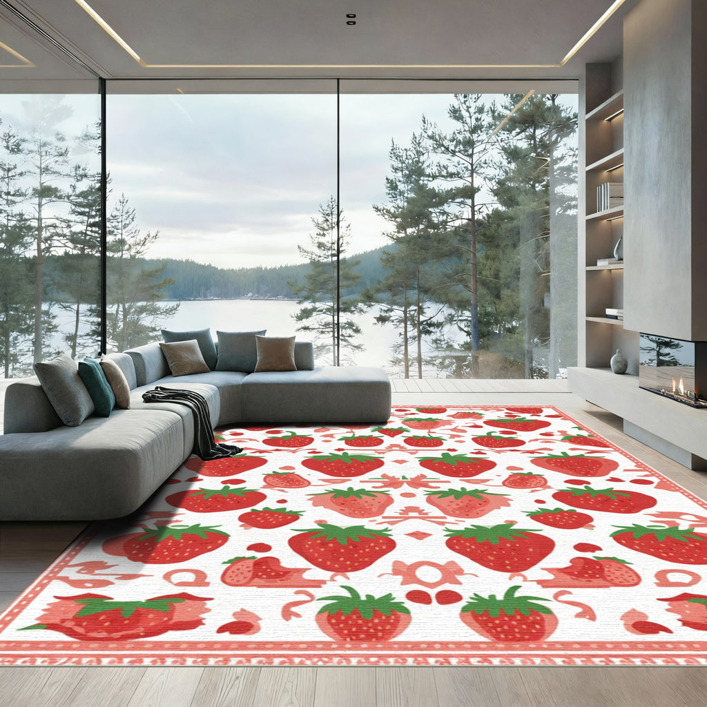 Red Strawberry Garden All Over Rug