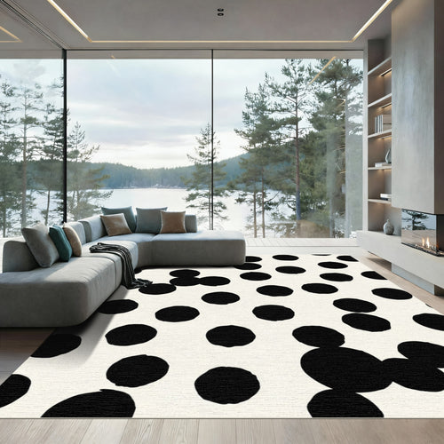Black Dot Cream Scatter Rug