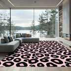 Pink Black Leopard Spots Rug