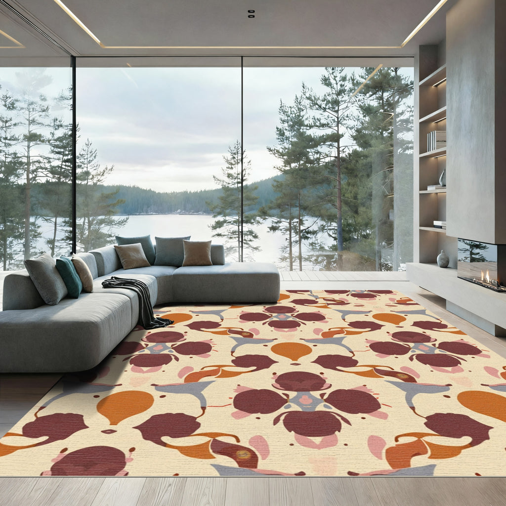Terracotta Abstract Organic Symmetrical Rug