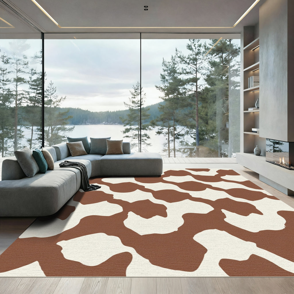 Brown Ivory Organic Blobs Rug
