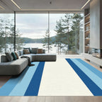 Striped Cream And Blue Tones Rug