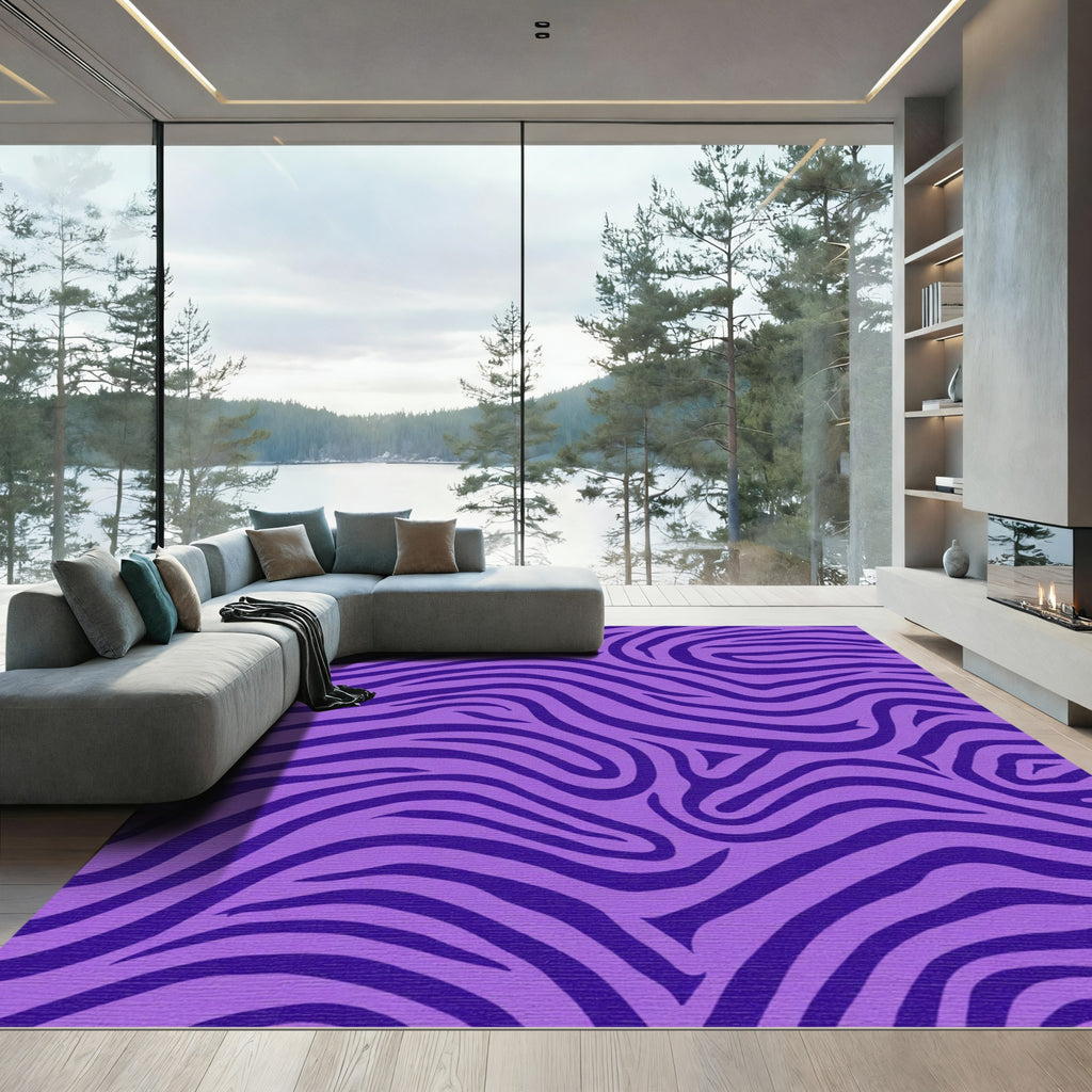 Vibrant Purple Zebra Wave Rug