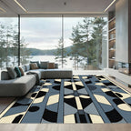 Slate Blue Geometric Abstract Shapes Rug