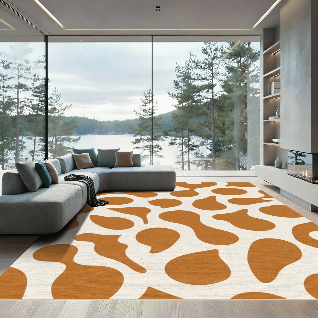 Burnt Orange Organic Blob Rug