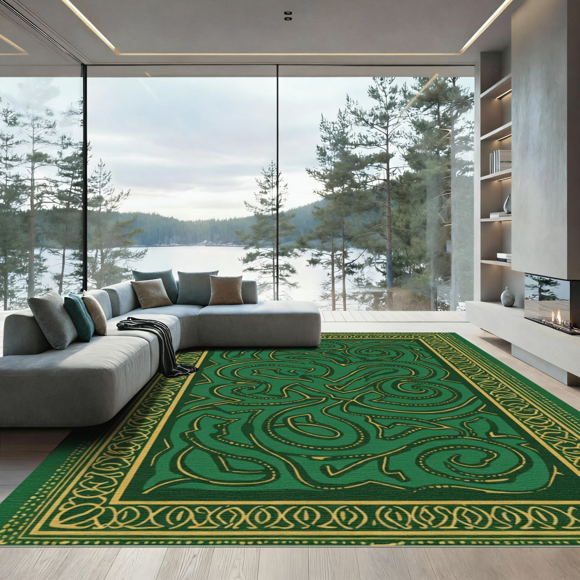 Emerald Gold Celtic Knot Rug