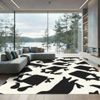 Black White Abstract Frogs Composition Rug