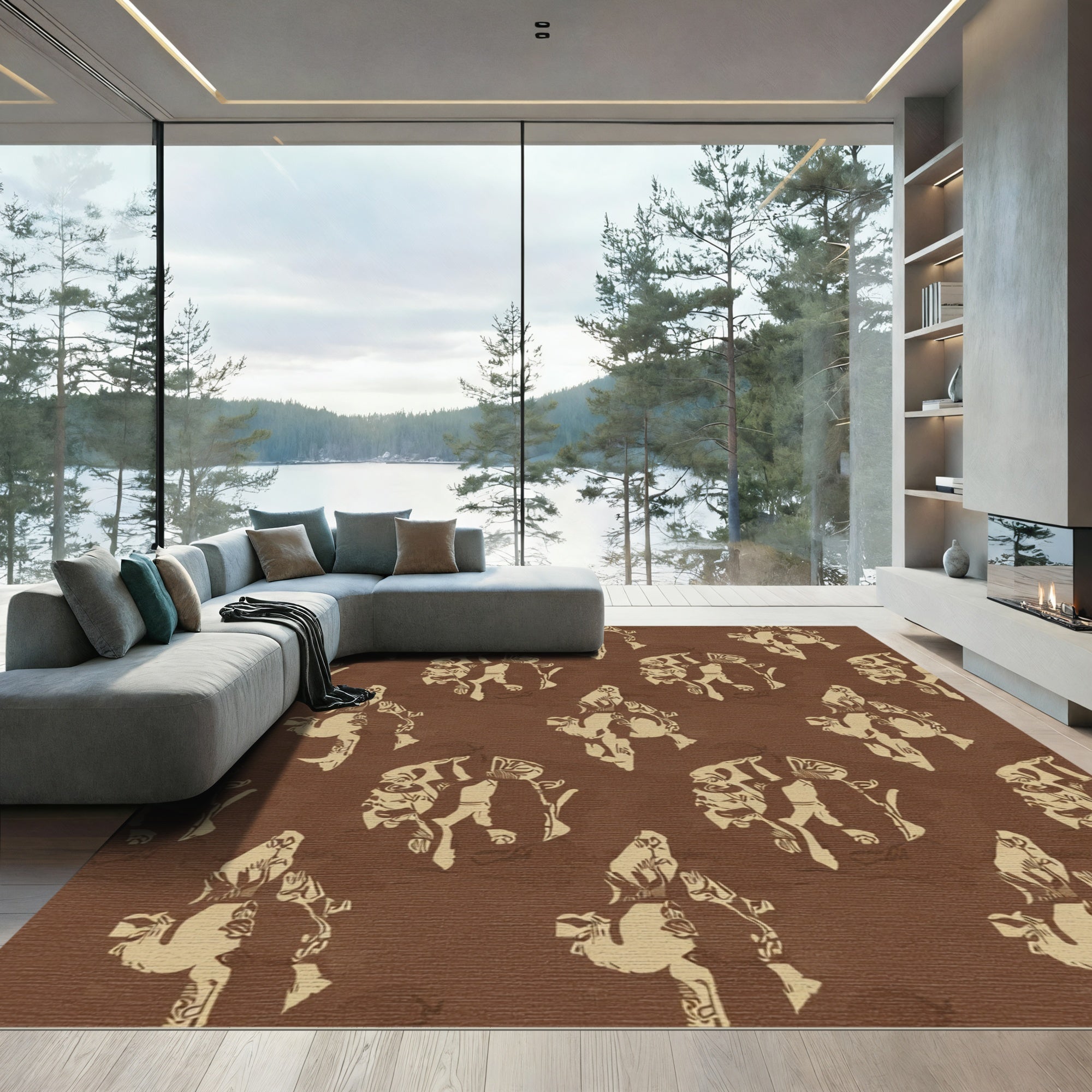 Sepia Toucan Repeating Composition Rug