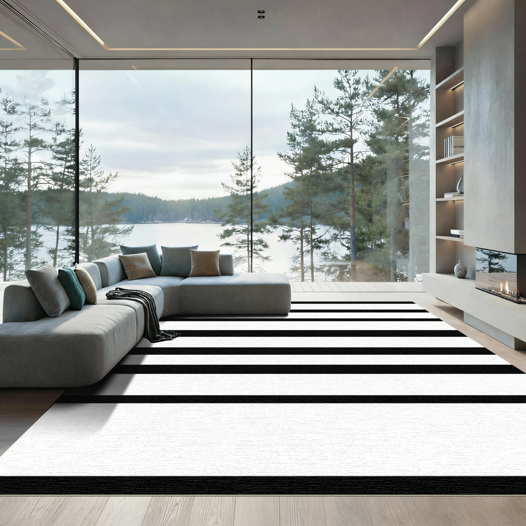 Bold Stripe Black and White Rug
