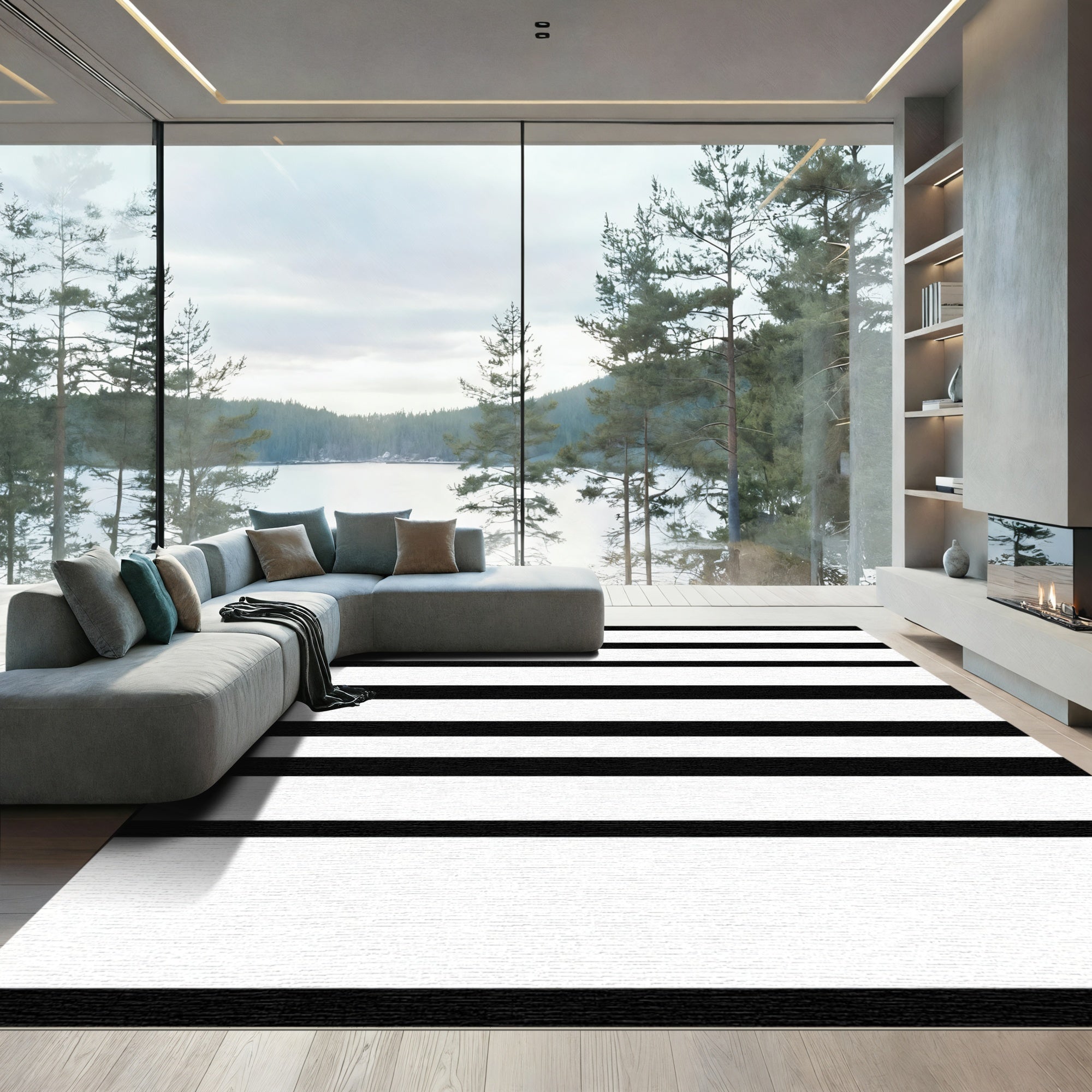 Bold Stripe Black and White Rug