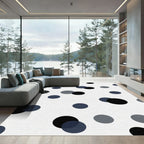 Scattered Circles Navy Gray Black Rug