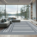 Modern Gray Striped Layered Rug